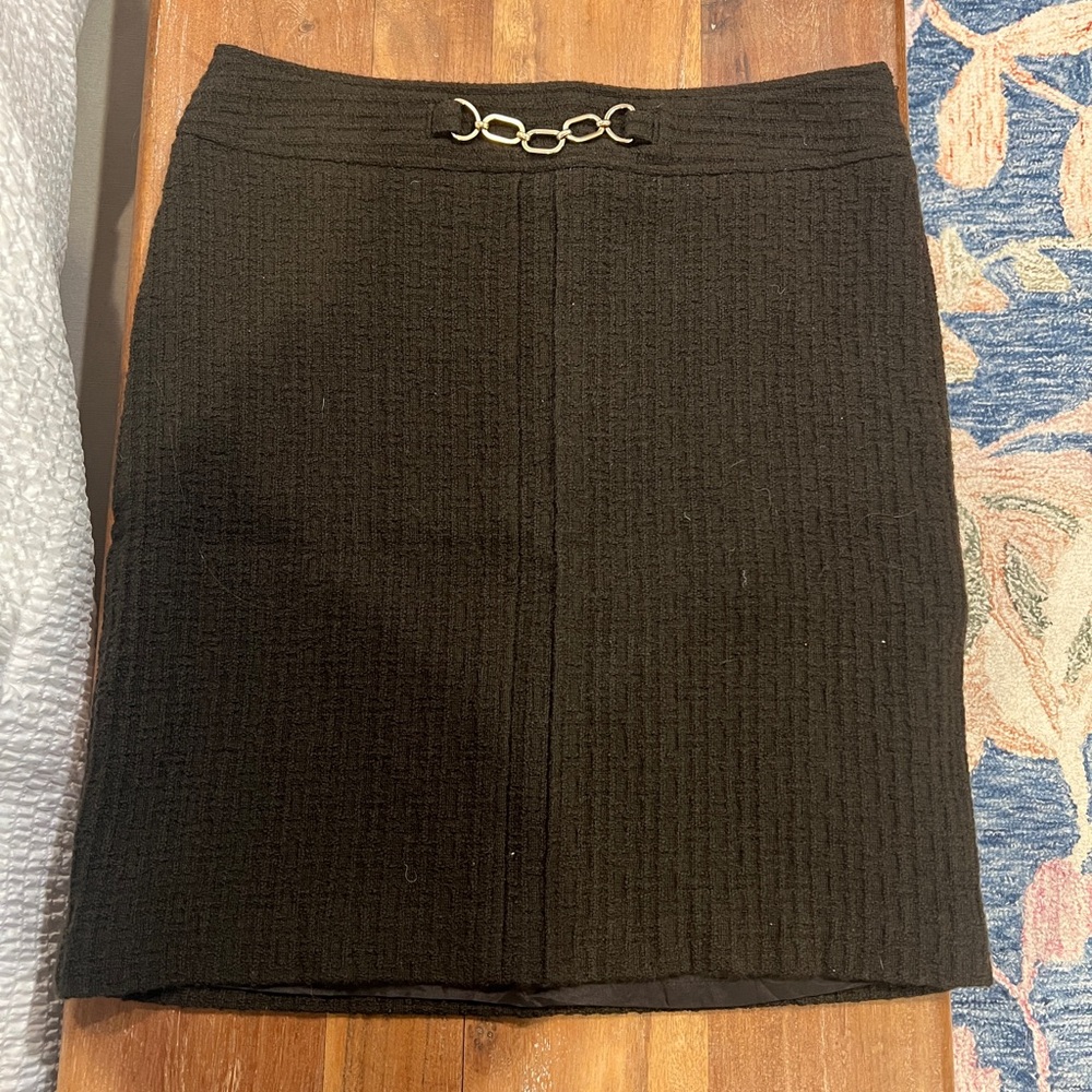 Ann Taylor Black Textured Pencil Skirt
